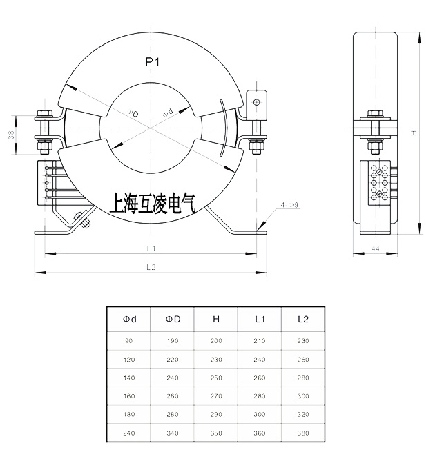 零序電流互感器尺寸