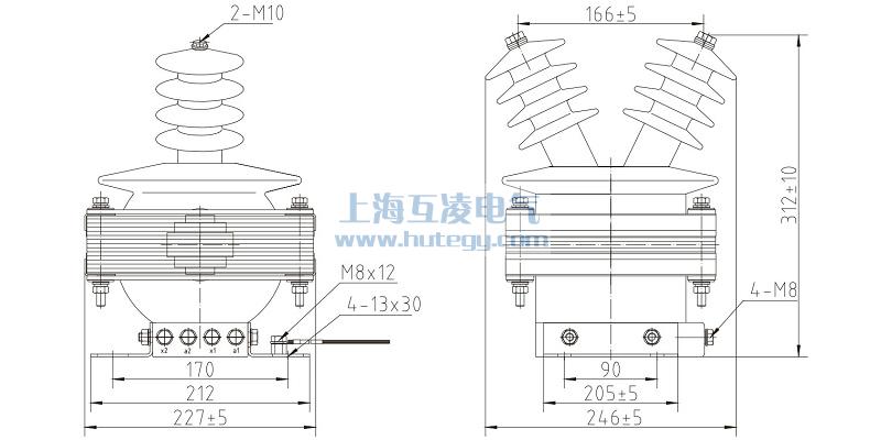 FDEG8放電線圈外形尺寸，F(xiàn)DGE8/11/√3-1.7-1尺寸圖